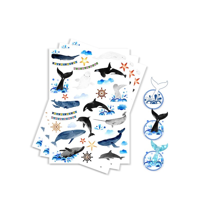 醫碩科技 創意水晶貼-鯨魚 uv轉印貼紙 一份三張 顏色可任選 - 貼紙 - 其他材質 藍色
