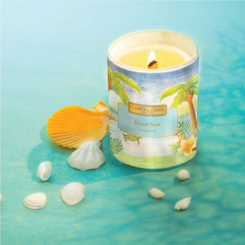 Green Seas Beeswax Jar Candle - เทียน/เชิงเทียน - วัสดุอีโค 