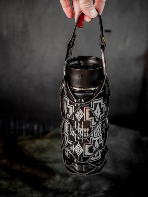 HEYOU Art&Craft Department Leather Bottle Holder-皮革飲料杯提網袋-黑