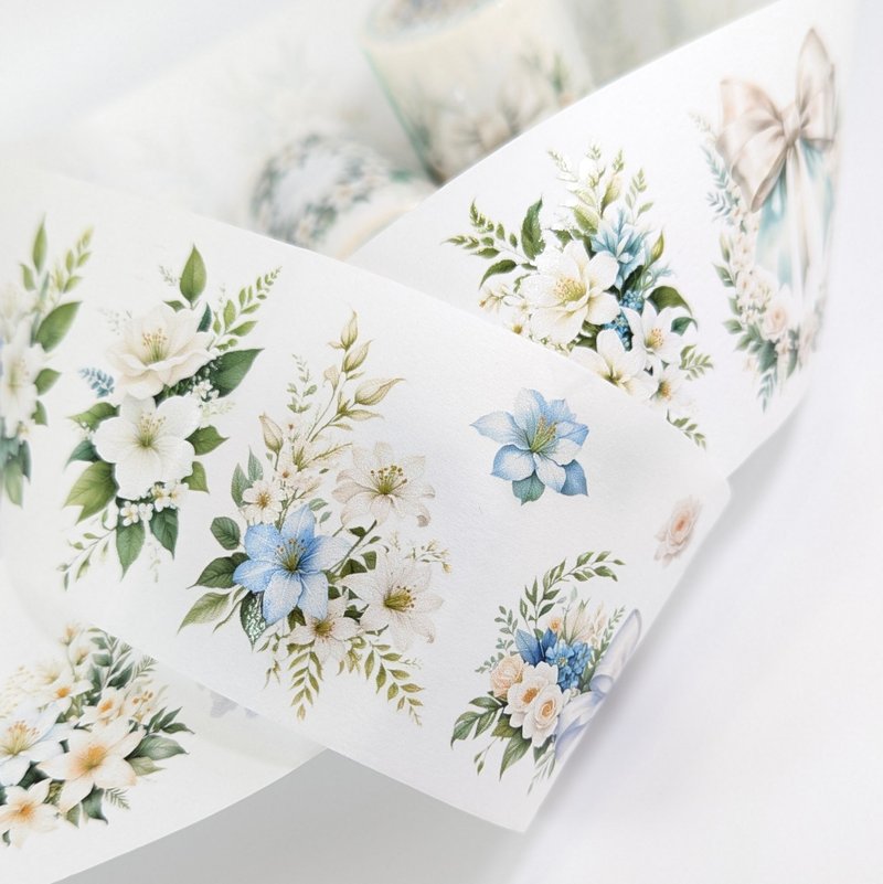 Lily Blessing - Washi Tape Collage Material Journal Stickers Stationery Cards - มาสกิ้งเทป - กระดาษ ขาว