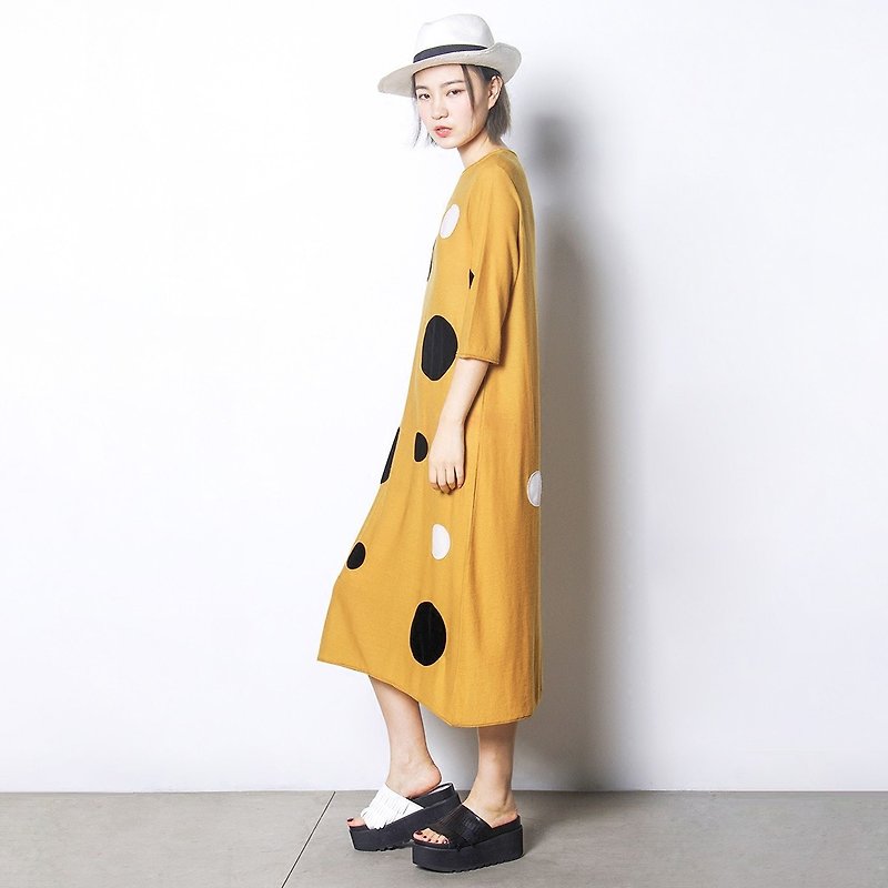 Turmeric Slim cotton skirt gown people DRESS - imakokoni - One Piece Dresses - Cotton & Hemp Black