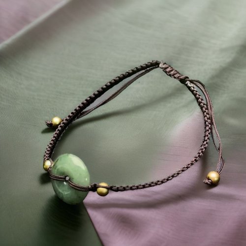 瓔珞珠寶盒 E.L.Jewelry Box 飄綠翡翠平安扣編織手鍊 | 天然緬甸玉翡翠A貨 | 送禮