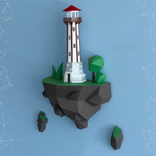 gurko Papercraft Flying Island. Lighthouse, Pdf, Gurko, Pepakura, Template, 3D Origami