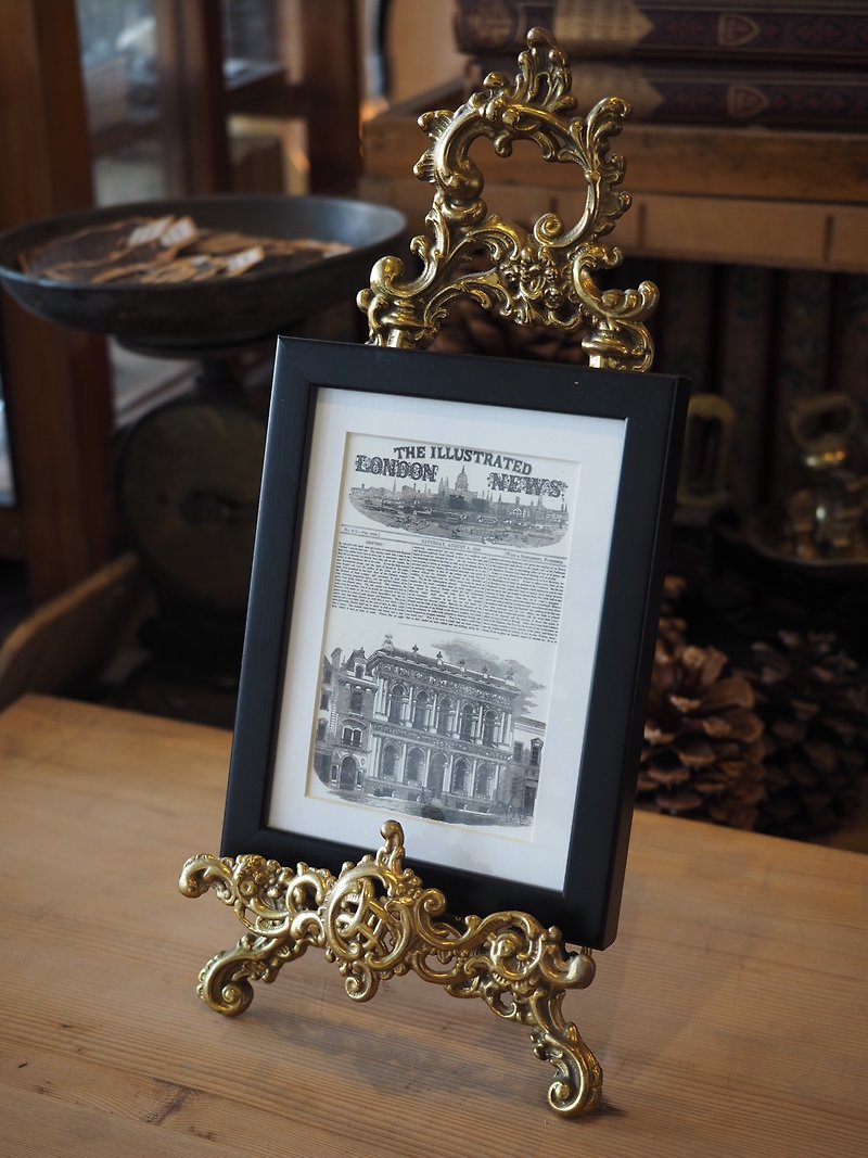 英國百年倫敦畫報復刻明信片＋實木相框 - 擺飾/家飾品 - 木頭 黑色