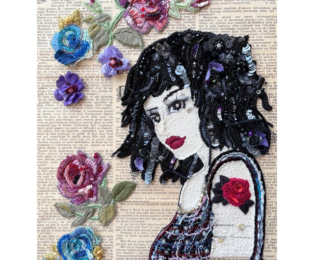 ビーズ刺繍アート 額装 Walk about 放浪者 - ショップ ビーズ