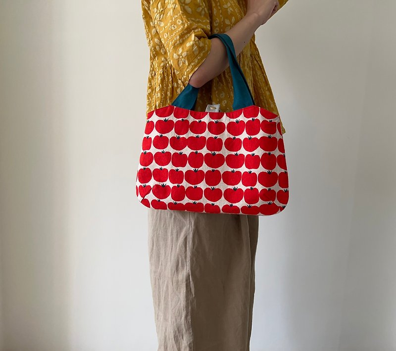 【手作婦 Handmade】日系番茄手提包 外出包 限量/現貨/手工織物 - 手袋/手提袋 - 棉．麻 