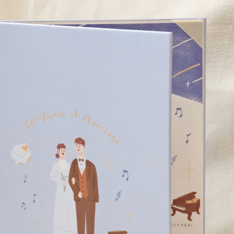 婚禮週邊 | 氛圍感插畫精裝書約夾/簽到簿 單售不含書約 似顏繪 - 結婚書約 - 紙 多色