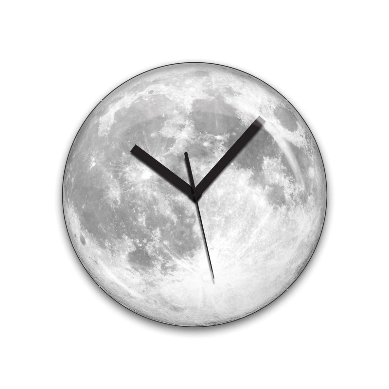美國 Kikkerland 夜晚發光月亮創意掛牆趣味時鐘 藝術感牆面裝飾 - 時鐘/鬧鐘 - 玻璃 透明