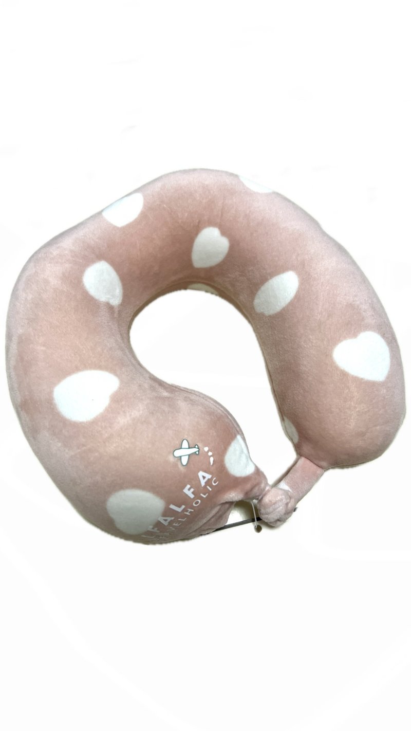 Baby Pink Heart Kids Memory Foam Travel Neck Cushion (Kids size) - หมอนรองคอ - ไฟเบอร์อื่นๆ สึชมพู