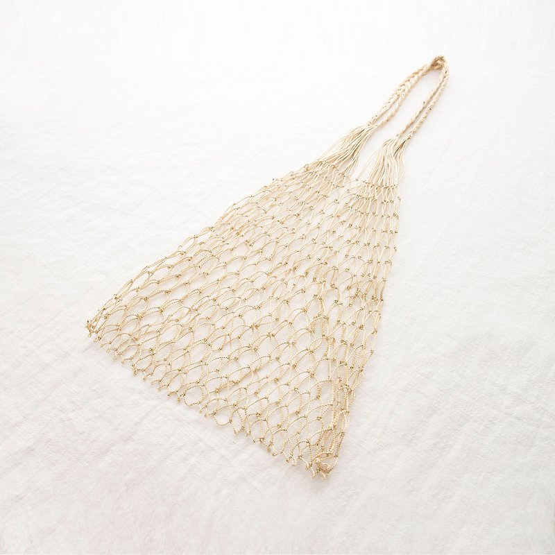 Hand-knitted Fish Net Bag - อื่นๆ - ผ้าฝ้าย/ผ้าลินิน สีกากี