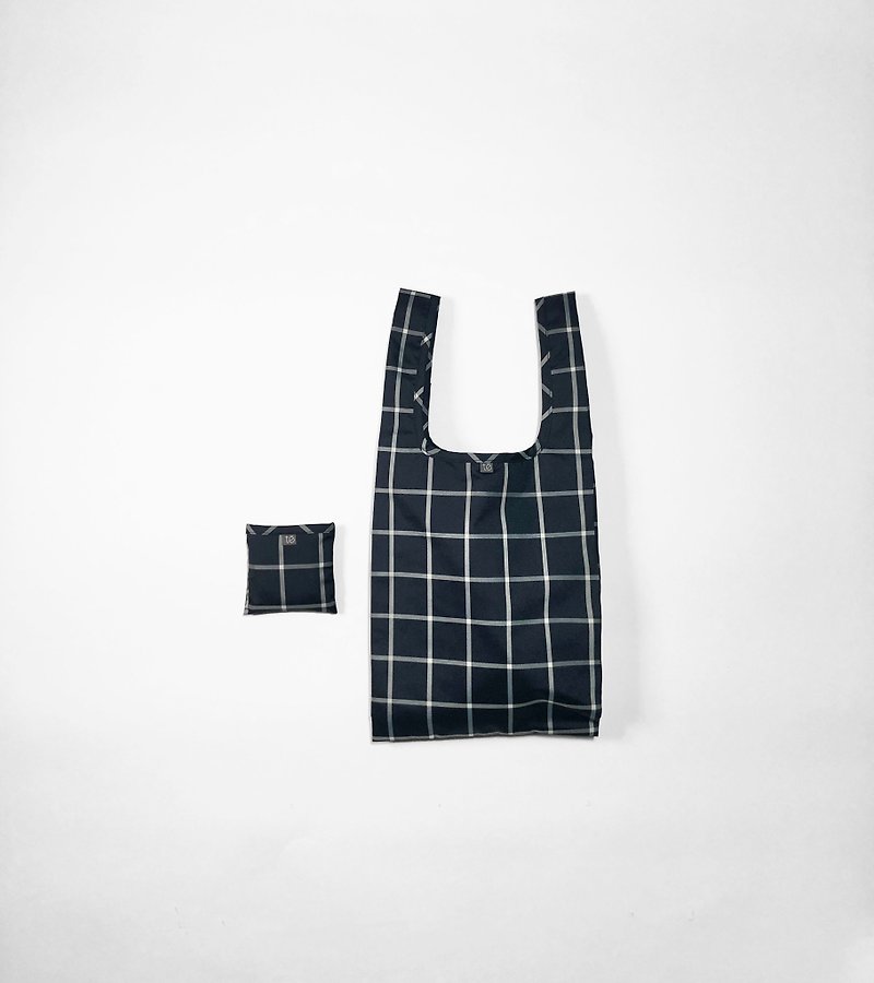 U2 二號環保購物袋 / 藏青格紋 - 手袋/手提袋 - 聚酯纖維 藍色