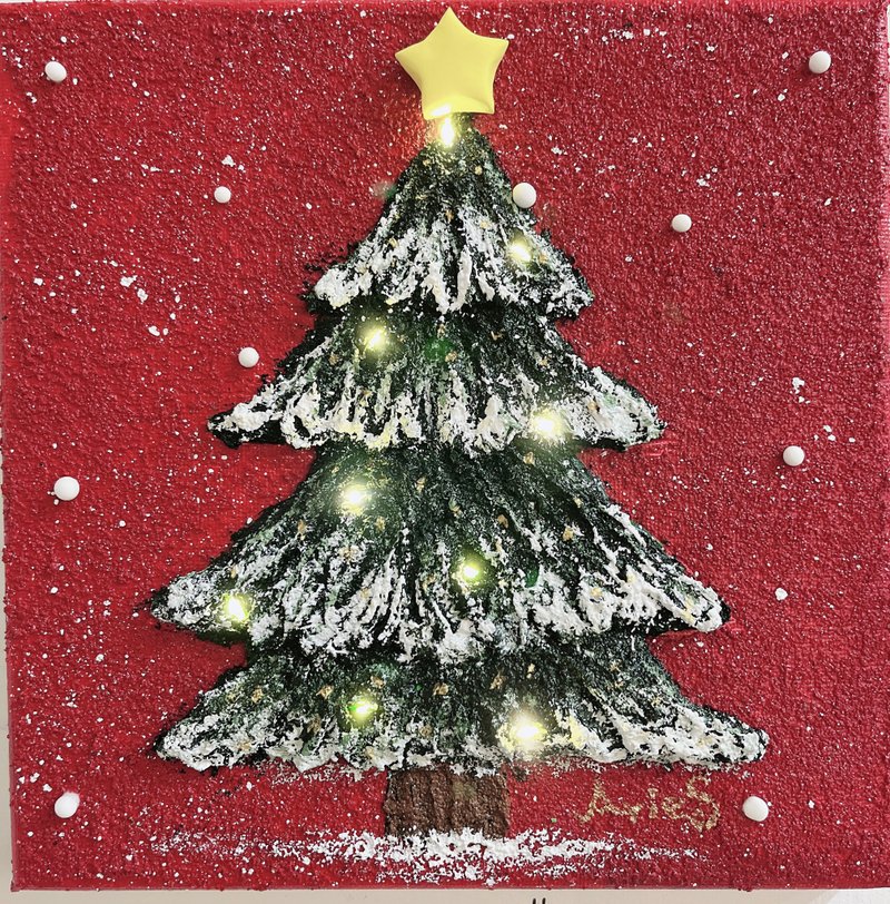 Christmas tree LED light texture painting exchange gift birthday gift gift DIY handmade - Posters - Cotton & Hemp 