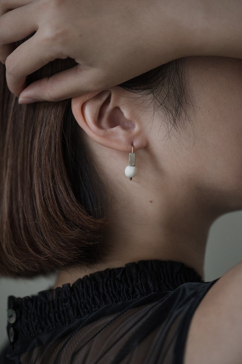 Simple | Simple Series - Matcha White Jade - Earrings & Clip-ons - Pottery Gray