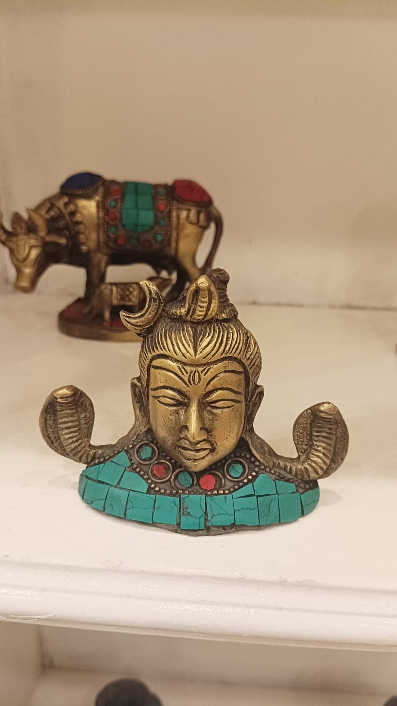 印度手工製 精細鑲嵌工藝 黃銅像 (小) - 印度教神祇 濕婆 - 擺飾/家飾品 - 銅/黃銅 金色