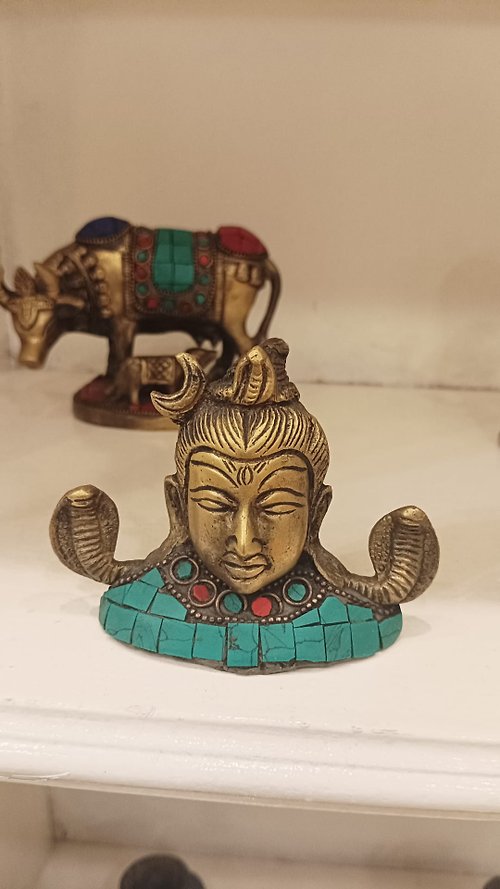 Inyatra｜喀什米爾手工披肩及地毯 印度手工製 精細鑲嵌工藝 黃銅像 (小) - 印度教神祇 濕婆