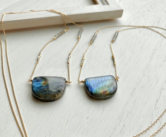 Labradorite Long necklace - ショップ Lilium auratum ネックレス