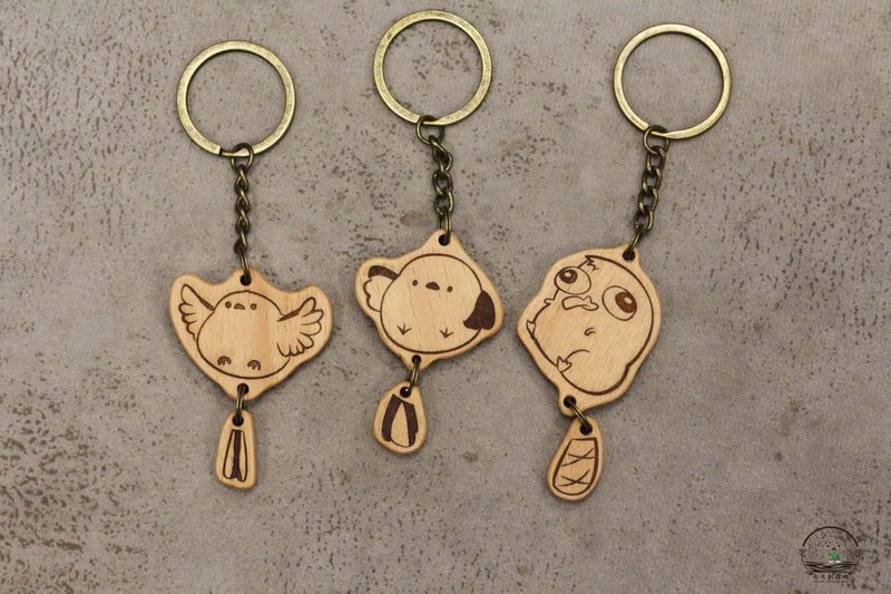 Stylish wagging tail keychain solid wood keychain for gift giving - Keychains - Wood Brown