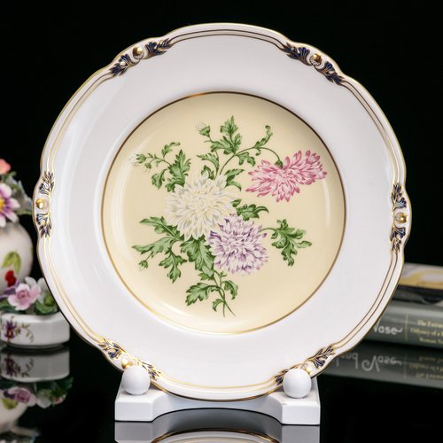 擎上閣裝飾藝術 限量英國製Royal Crown Derby 1996歐式裝飾花卉骨瓷盤掛盤