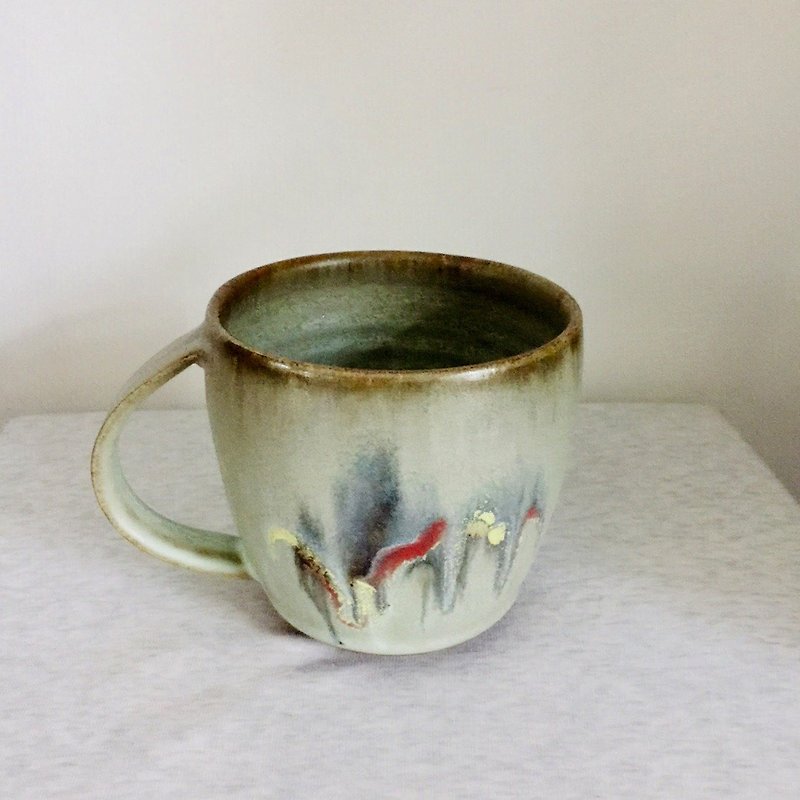 Ancient color pigeon gray three painted coffee cup (large) - แก้วมัค/แก้วกาแฟ - ดินเผา หลากหลายสี