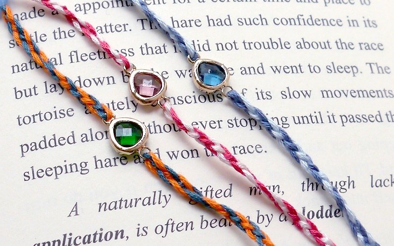 SL277 Light you up braided Gemstone tassel bracelet - Bracelets - Thread 