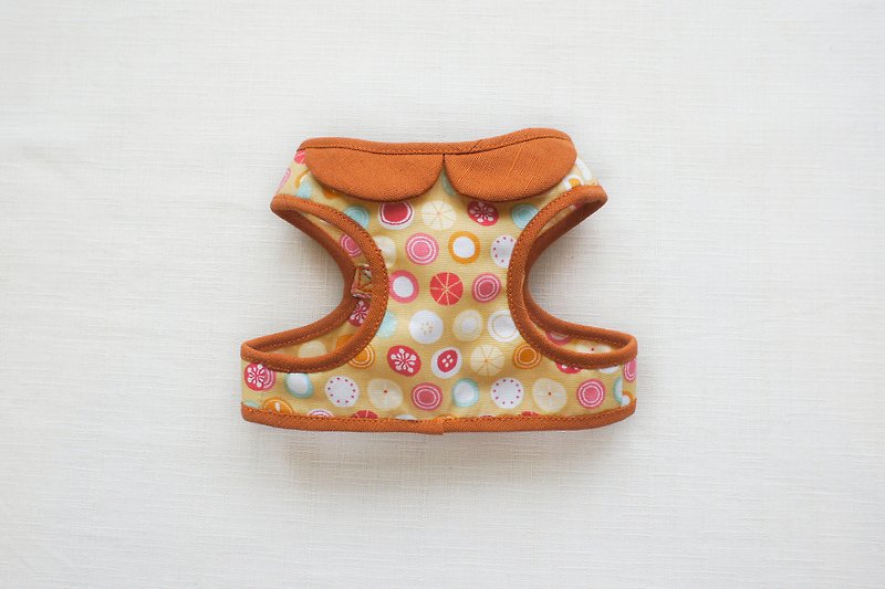 Can be customized. Pink orange fruit small circle essential accessories for walking the dog ////Chest strap - Collars & Leashes - Cotton & Hemp Orange
