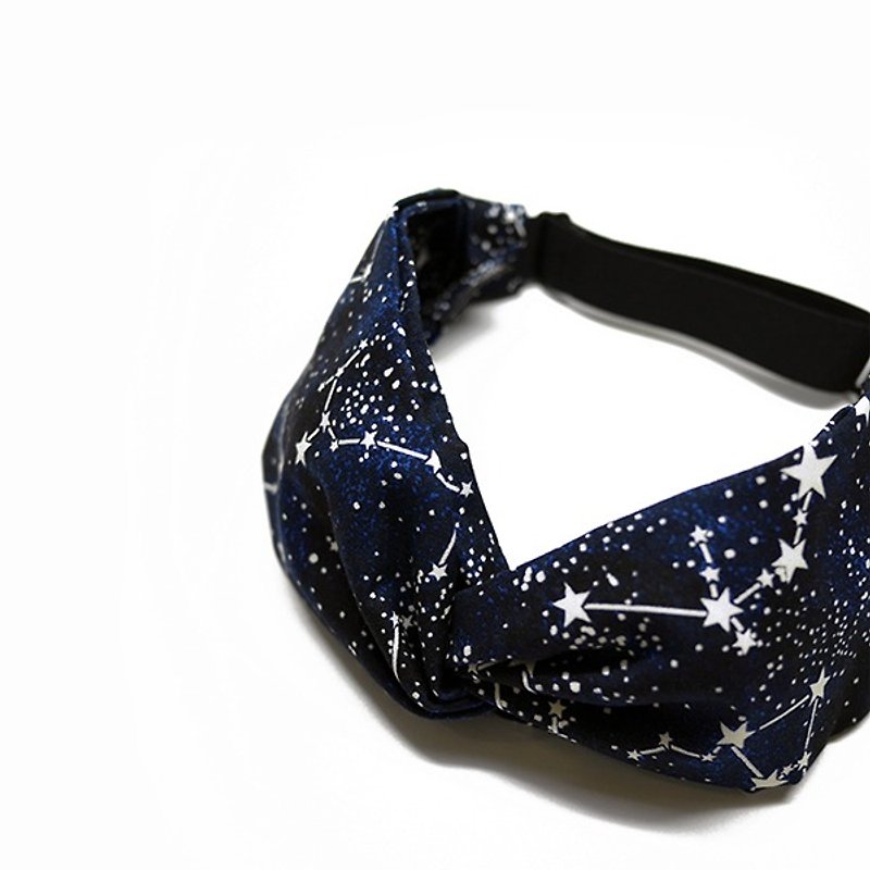 Luminous stars adjustable cross width elastic hair band - เครื่องประดับผม - ผ้าฝ้าย/ผ้าลินิน สีน้ำเงิน