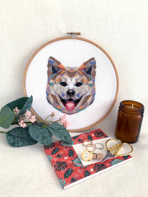 Velvet Pony Akita Cross Stitch PDF Pattern 十字繡