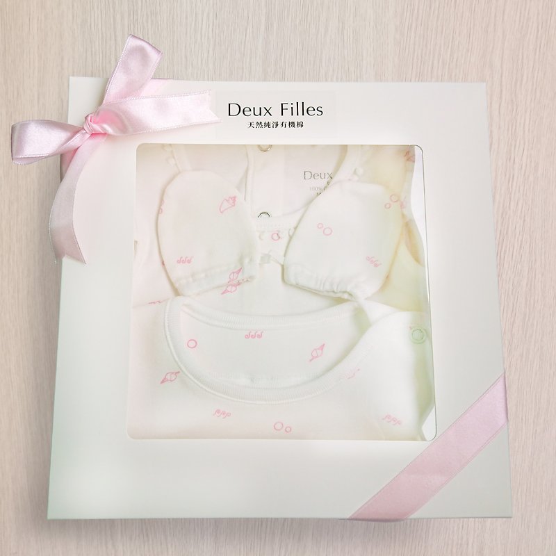 【Deux Filles Organic Cotton】ギフトボックスピンクシェル - 出産祝い用贈物 - コットン・麻 ピンク