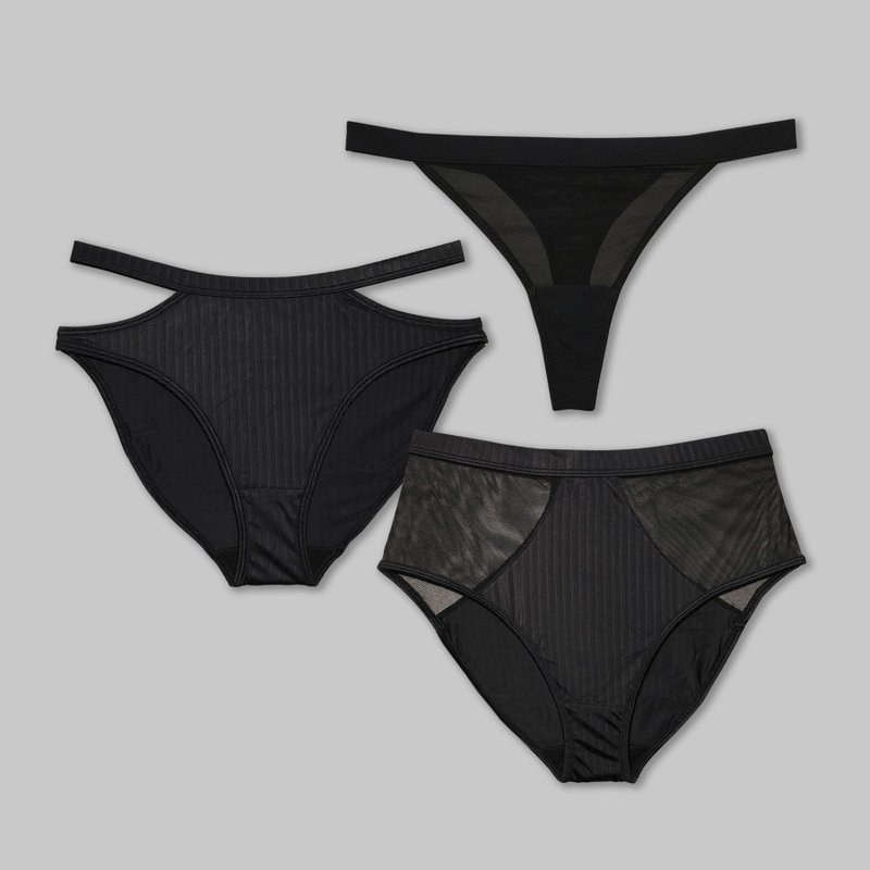 【Pinkoi 線下活動預購商品】ornoir.co 黑色 Black 內褲組合 - 女內衣褲 - 聚酯纖維 黑色