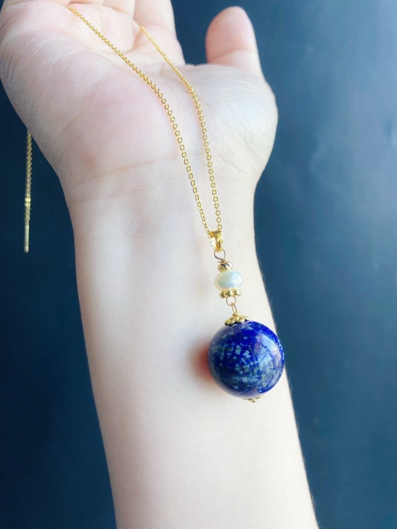 【販売済み】身を守るアポセカリービーズ ラピスラズリ ハンドメイド ペンダント クリスタル ネックレス ユニーク ギフト - チャーム - クリスタル ブルー