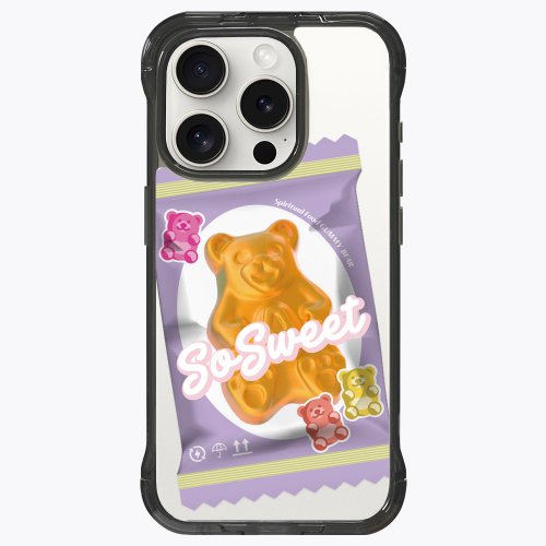 LANI's 風格防摔手機殼 小熊軟糖 葡萄口味 支架殼 標準透黑 iPhone 16 15 14 13 Pro Max