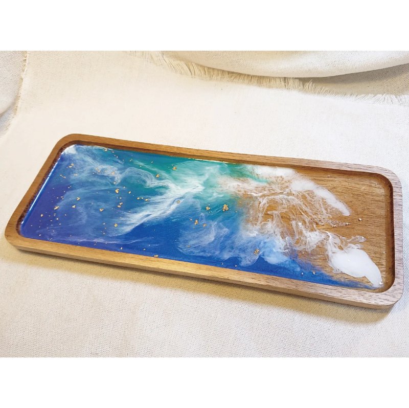 星辰海:海浪實木托盤/環氧樹脂托盤 - 擺飾/家飾品 - 樹脂 藍色