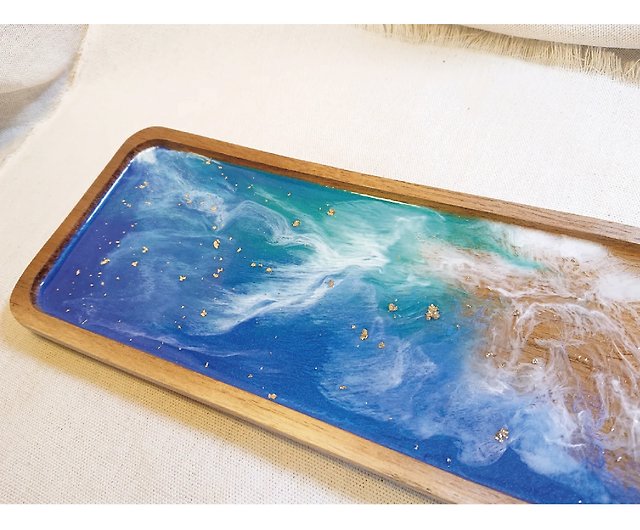 Sea of Stars: Ocean Wave Solid Wood Tray/Epoxy Resin Tray - Shop  yu-guang-art Items for Display - Pinkoi