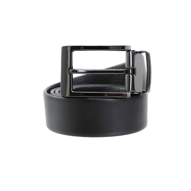 CUMAR 鋅合金+頭層牛皮 SPIN 針扣皮帶 - 皮帶/腰帶 - 真皮 黑色