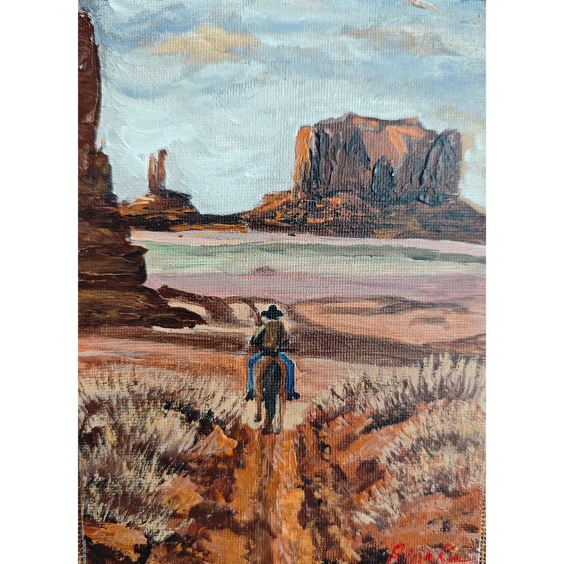 Monument Valley Arizona Landscape Origignal Framed Art Hand Painted By RinaArtSK - Wall Décor - Other Materials Multicolor