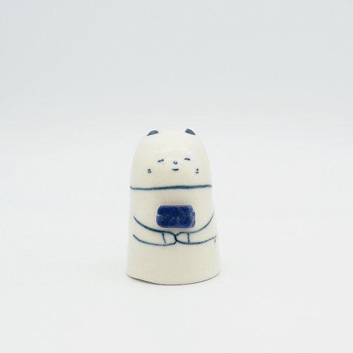 kyoto-jizodou 手作り陶人形 ラピスラズリを持ったねこさん