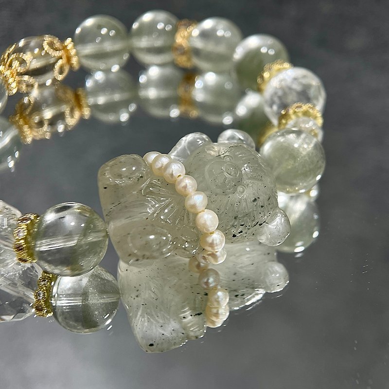 Natural green ghost bear design crystal bracelet - Bracelets - Crystal Green