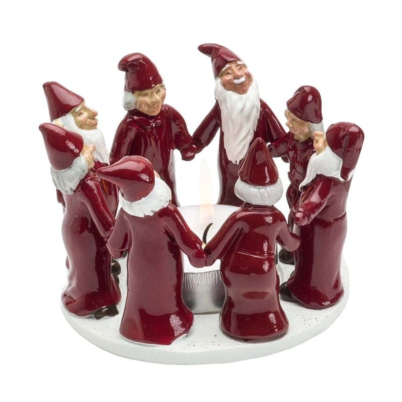 Sweden HARVESTTIME-Santa Claus Candlestick Red 12x9CM - เทียน/เชิงเทียน - เรซิน สีแดง