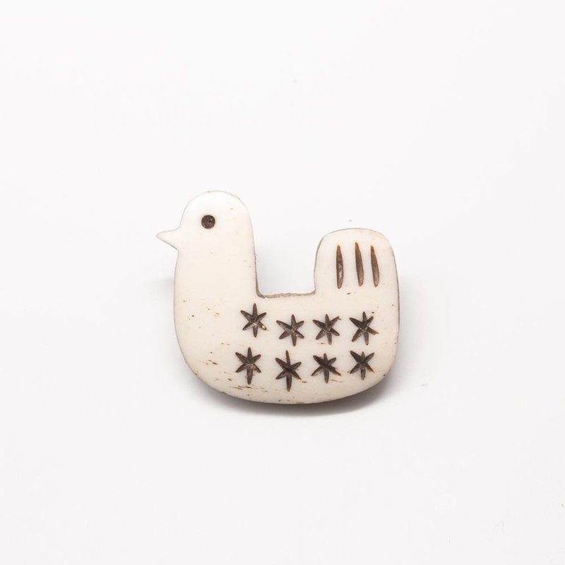 Buffalo bone brooch / duck white - Brooches - Eco-Friendly Materials 