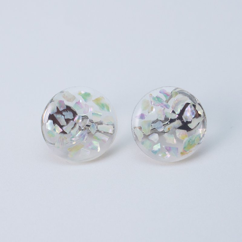 pearl mosaic earrings (clear) - Earrings & Clip-ons - Shell Transparent
