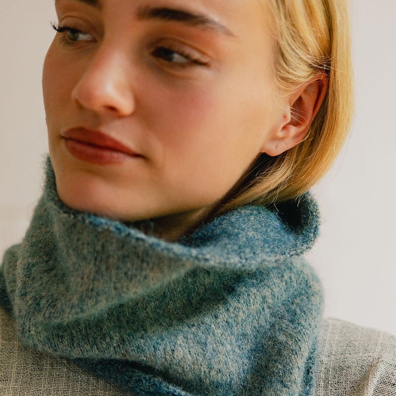 羊駝脖圍 - 霧藍 - 頸巾/披肩 - 羊毛 藍色