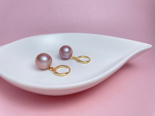 Athena珍珠設計 紫珠 天然淡水珍珠 紫色珍珠 銀 耳環