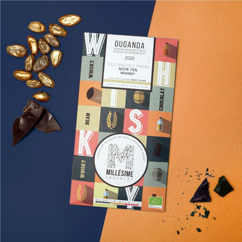 【Millesime】Uganda 75% Dark Chocolate Whiskey 2 tablets set - Chocolate - Paper Orange