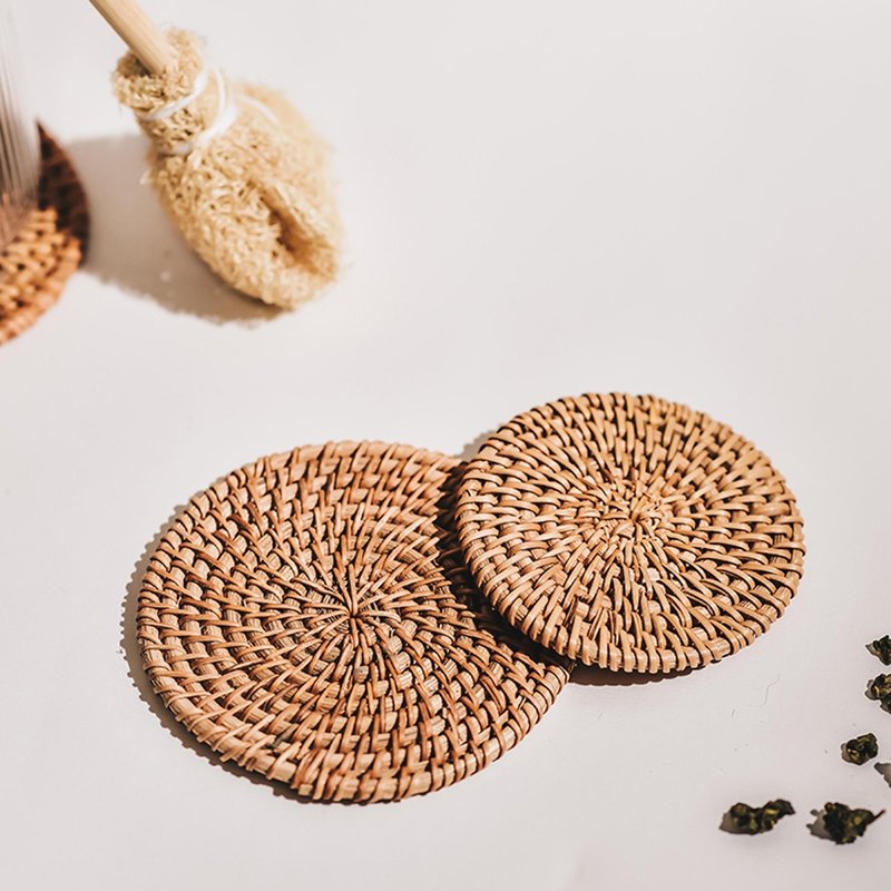 藤編隔熱墊泡茶小物茶具10cm - 茶壺/茶杯/茶具 - 玻璃 透明