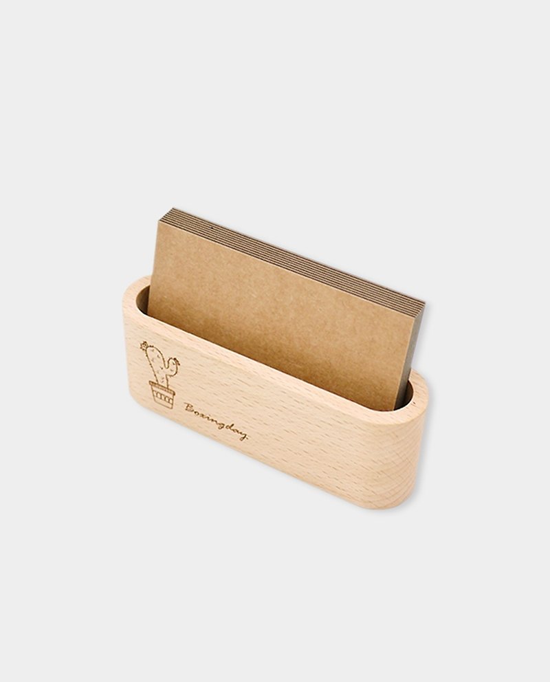 [Small Box] [Customized] Wooden Groove Business Card Holder S (QR cord for store) - Folders & Binders - Wood Orange