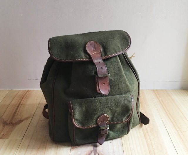 green canvas rucksack