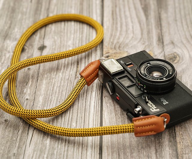 革カメラストラップ黄黒 10 ミリメートルクライミングロープレトロ手作りフィルムカメラギフト写真撮影 ショップ A Mode カメラバッグ Pinkoi