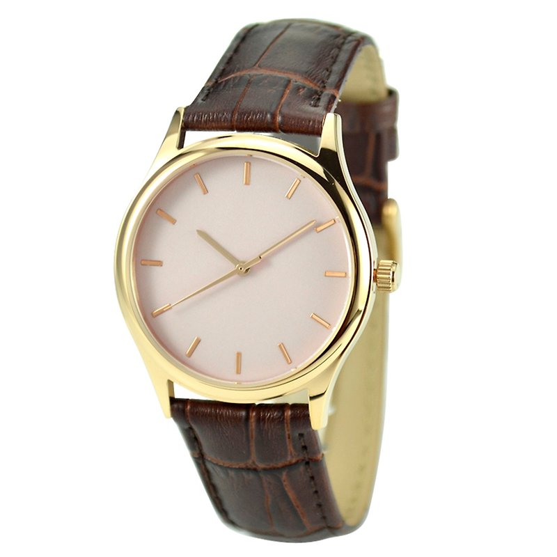 ROSE GOLD CREAMY BROWN BAND Free shipping worldwide - Men's & Unisex Watches - Stainless Steel Khaki