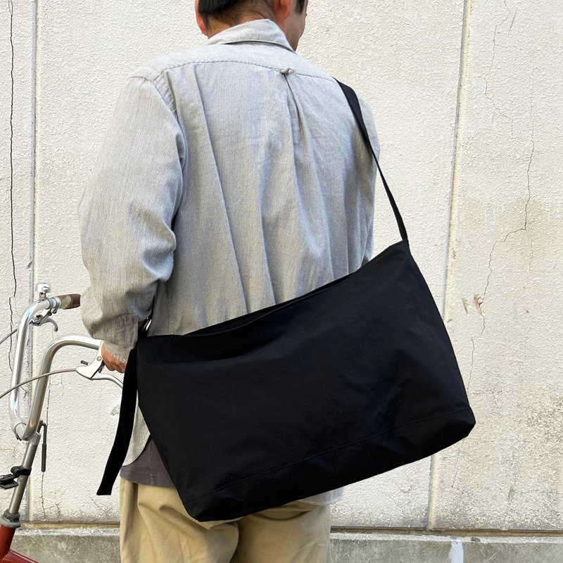 DRIFTER-M Black KONBU Water Repellent Nylon Shoulder Bag - Messenger Bags & Sling Bags - Nylon Black