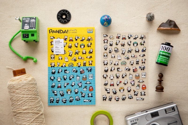 PANDA!PANDA! 透明貼紙 - 貼紙 - 塑膠 黃色